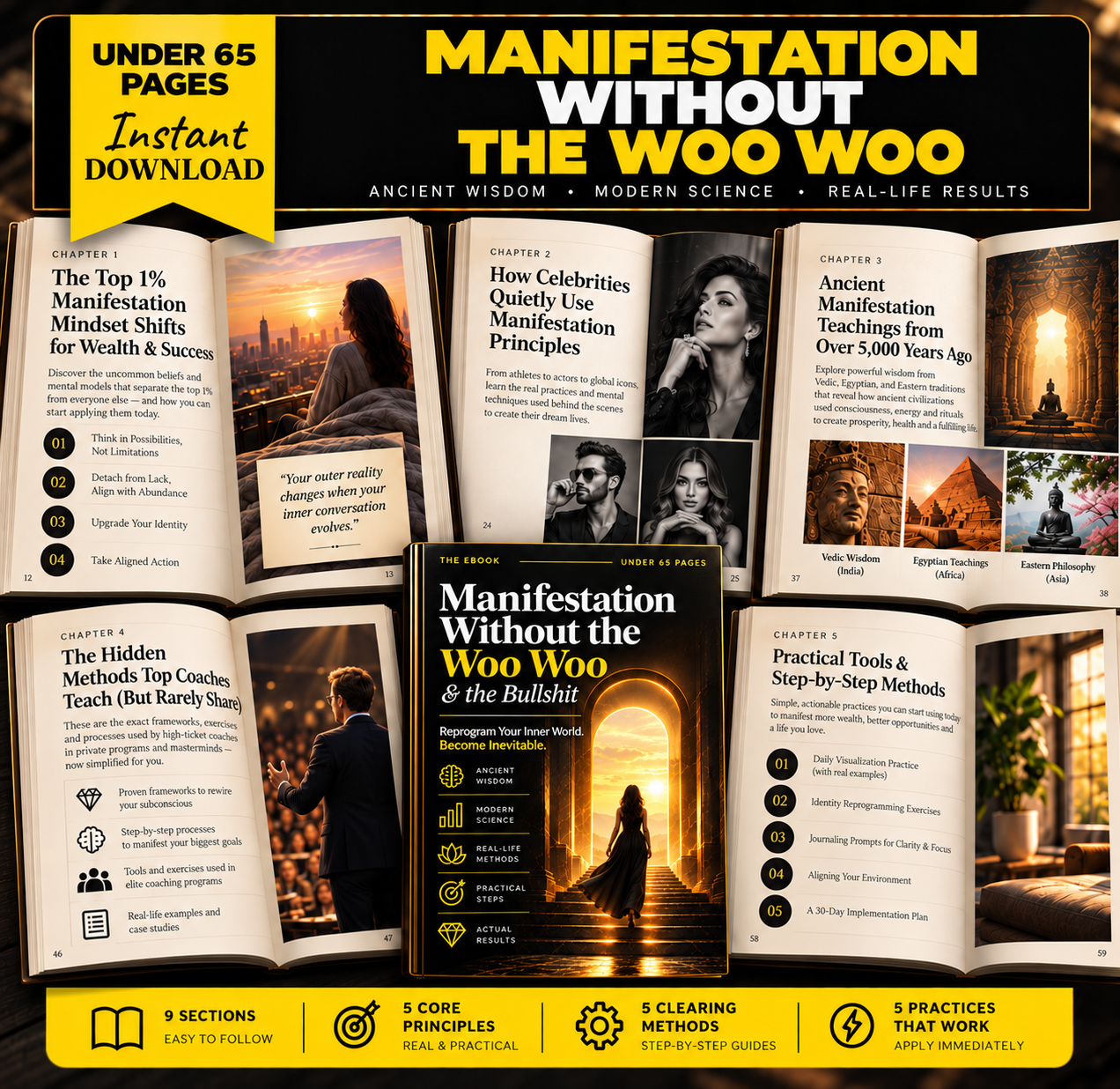 MANIFEST - Manifestation Without the Woo Woo, under 65 pages, ebook product mockup
